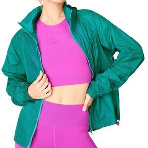 Fabletics Natalia Woven Jacket Dark Jade/Fiesta XS